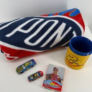 Jeff Gordon NASCAR #24 Gift Lot DuPont Throw Hot Wheels Cards Koozie Cup Vintage